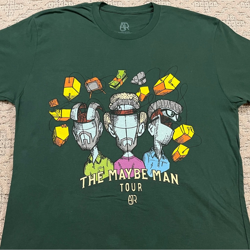 🎸 '24 AJR Band The Maybe Man Tour 2024 Cream Text 2 Side Funky Green Soft Tee